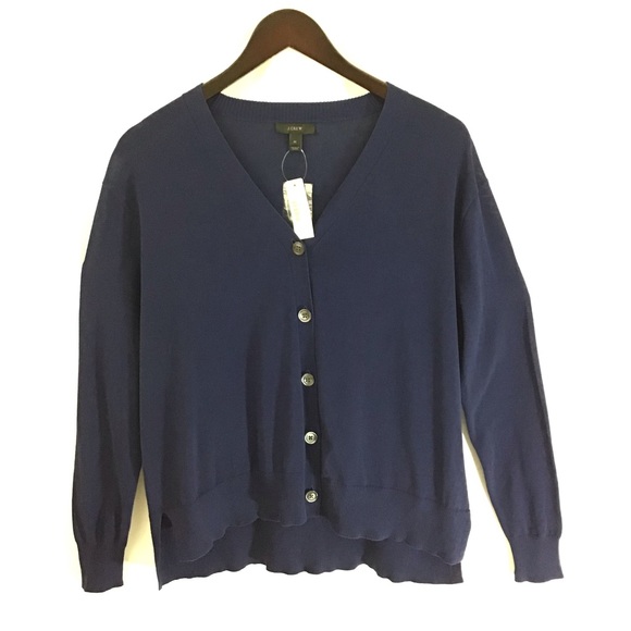 J Crew Blue Cotton Vneck Lightweight 